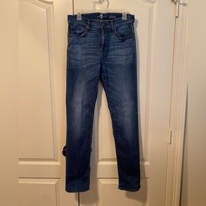 7 For All Mankind | Men | Slimmy Distressed Dark Wash Slim Straight Jeans | 29